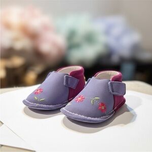Pipit Flower Suede Baby Walker Shoes Purple Pink | EU 16 / US 1